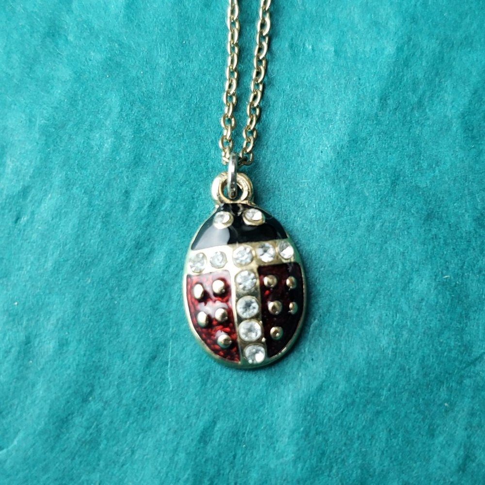 2/10$ Ladybug rhinestones and enamel pendant